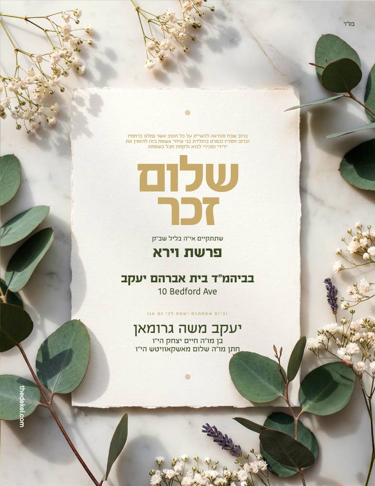 Shulom Zuchor invitation design